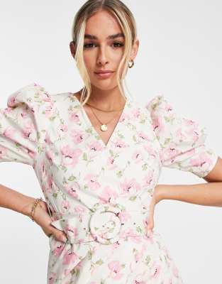 pink floral short sleeve dress