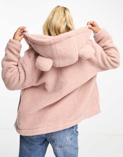 Teddy bear jacket clearance with hood forever 21