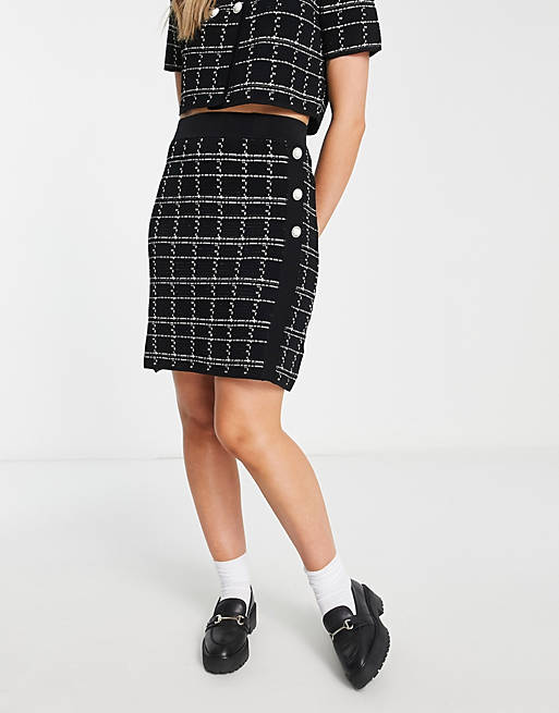 Urban Revivo skirt in black check (part of a set)