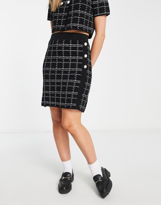 Urban Revivo skirt in black check (part of a set)