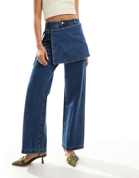 Urban Revivo skirt overall jeans in mid wash blue - view 1