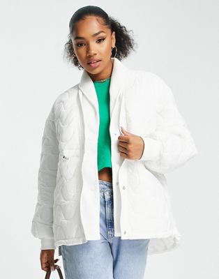 Urban Revivo Soft Quilted Jacket In White