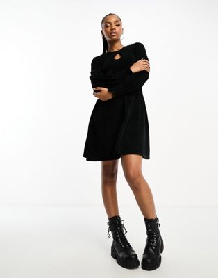 Urban Revivo sparkle shirred bust knitted mini dress in back
