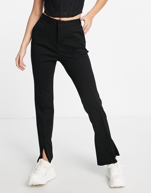 Urban Revivo Split Front Trousers In Black Asos 