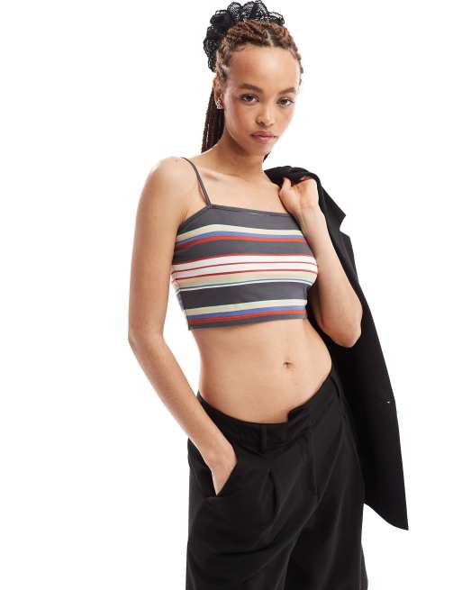 Urban Revivo square neck stripey cami top in multi