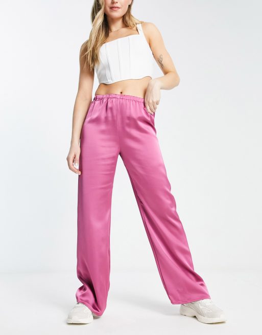 Urban Revivo high waisted linen pants with belt in beige