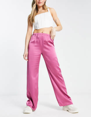 Urban Revivo Urban Revivo straight leg relaxed trousers in pink