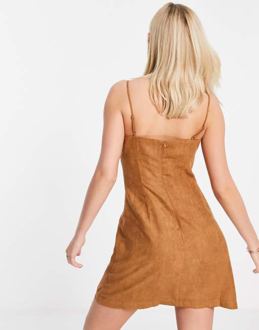 Urban Revivo strappy fitted mini dress in brown