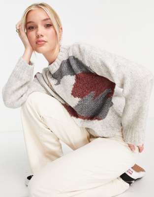 Urban Revivo - Strickpullover mit abstraktem Print-Bunt