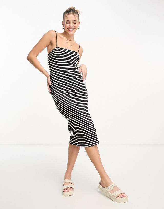 Urban Revivo - stripe cami midi dress in black