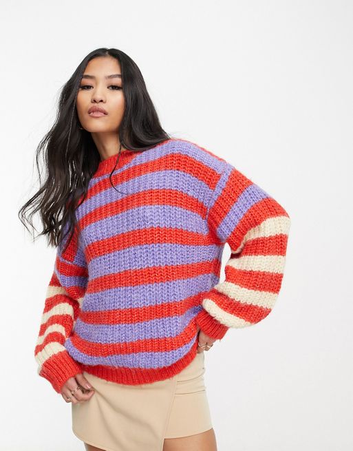 Urban Revivo stripe knit jumper in multi | ASOS