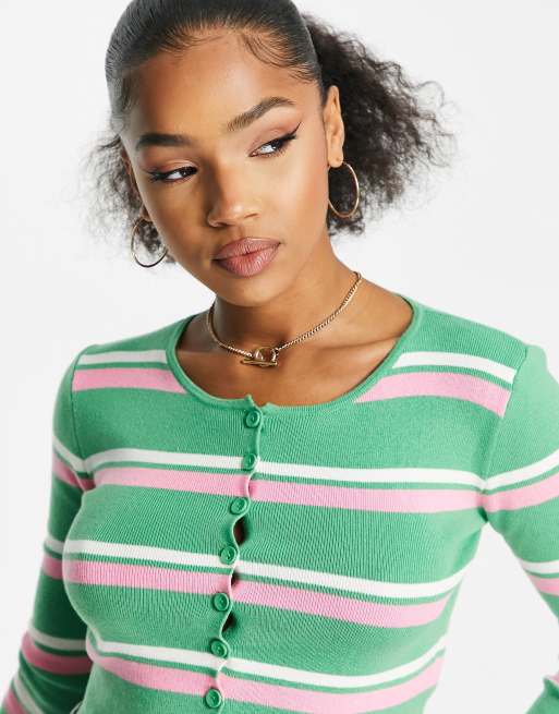 Green and white striped on sale cardigan