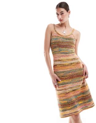 striped knit maxi dress in multi