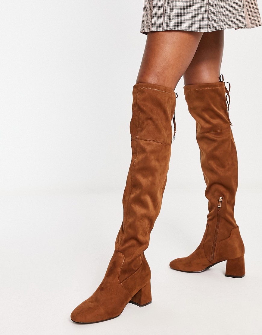Urban Revivo suedette knee high boots in brown