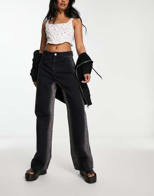 Urban Revivo – Svarta vardagsbyxor i denim