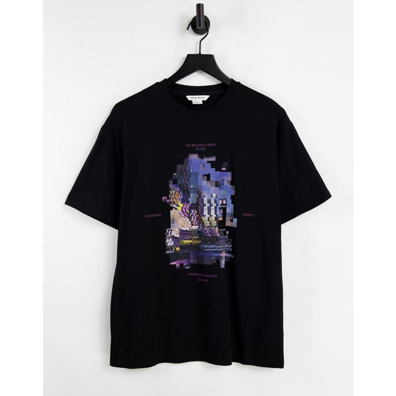 Top MEFjv Urban Revivo - T-Shirt oversize nera con stampa digitale