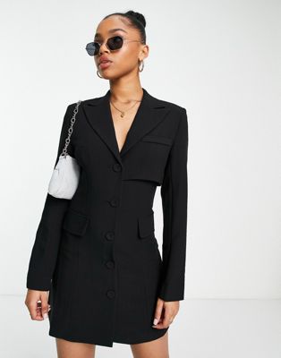 Urban Revivo tailored mini dress in black - ASOS Price Checker
