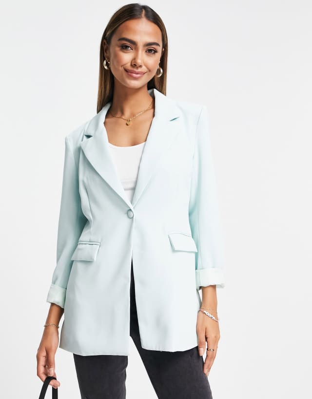 Urban Revivo tailored suit blazer in light green