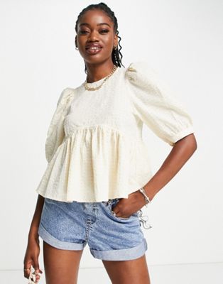 Urban Revivo textured blouse in white - ASOS Price Checker
