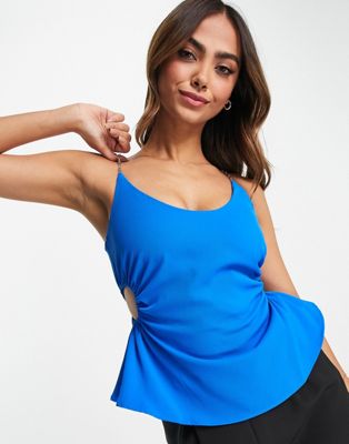 Urban Revivo cut-out top with chain straps in blue - ASOS Price Checker