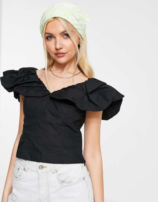 Urban Revivo - Top met korsetdetail in zwart