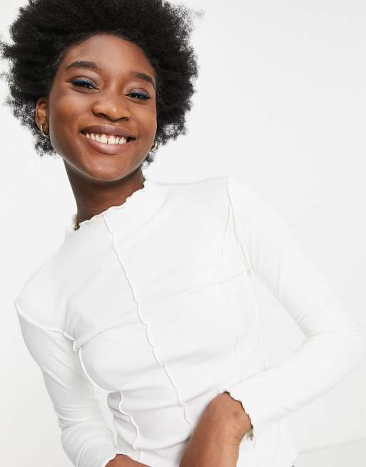 Urban Revivo - Top met lange mouwen en naaddetail in beige