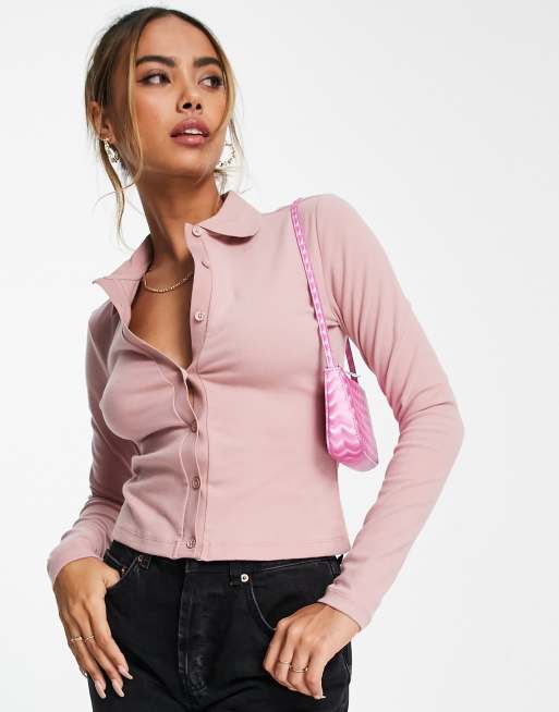 Urban Revivo - Top met lange mouwen en polokraag in roze