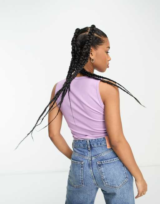 Urban Revivo - Top sans manches froncé devant - Lilas, 2 de 4