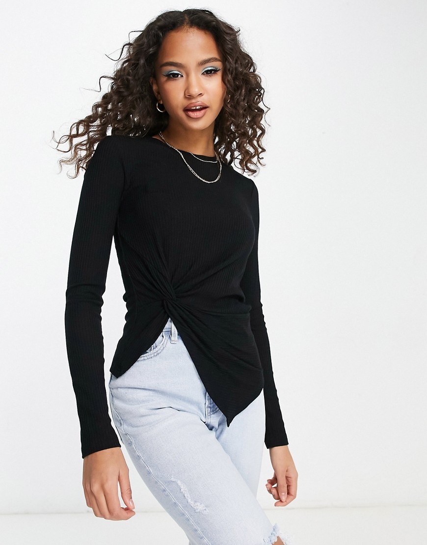Urban Revivo top with side ruching in black