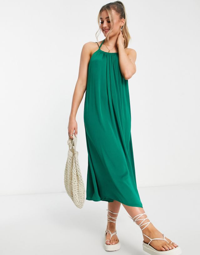 Urban Revivo trapeze maxi dress in green