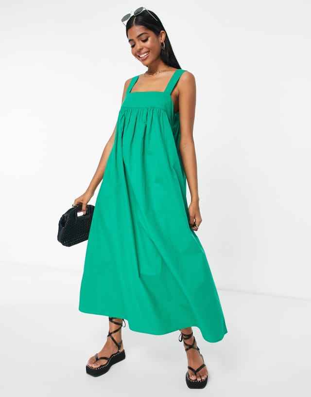 Urban Revivo trapeze midi dress in green