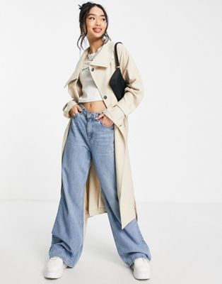 Urban Revivo trench coat with belt in cream