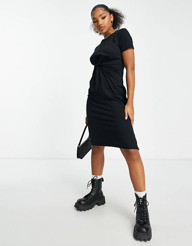 Urban Revivo - twist front midi dress in black