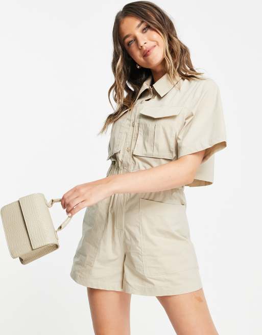 Utility store playsuit beige