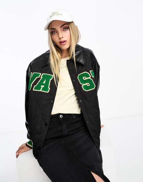 Jack N Hoods Varsity Jacket with Cream Leather Sleeves