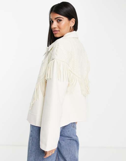 Urban Revivo Veste franges Blanc cass ASOS