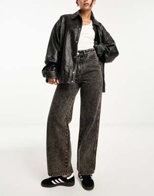 Urban Revivo Urban Revivo wide leg jeans in brown grey