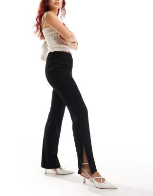 Urban Revivo Wide Leg Plisse Pants In Black