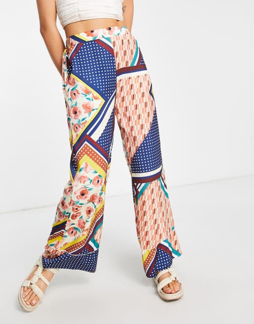 Scarf print wide leg trousers sale