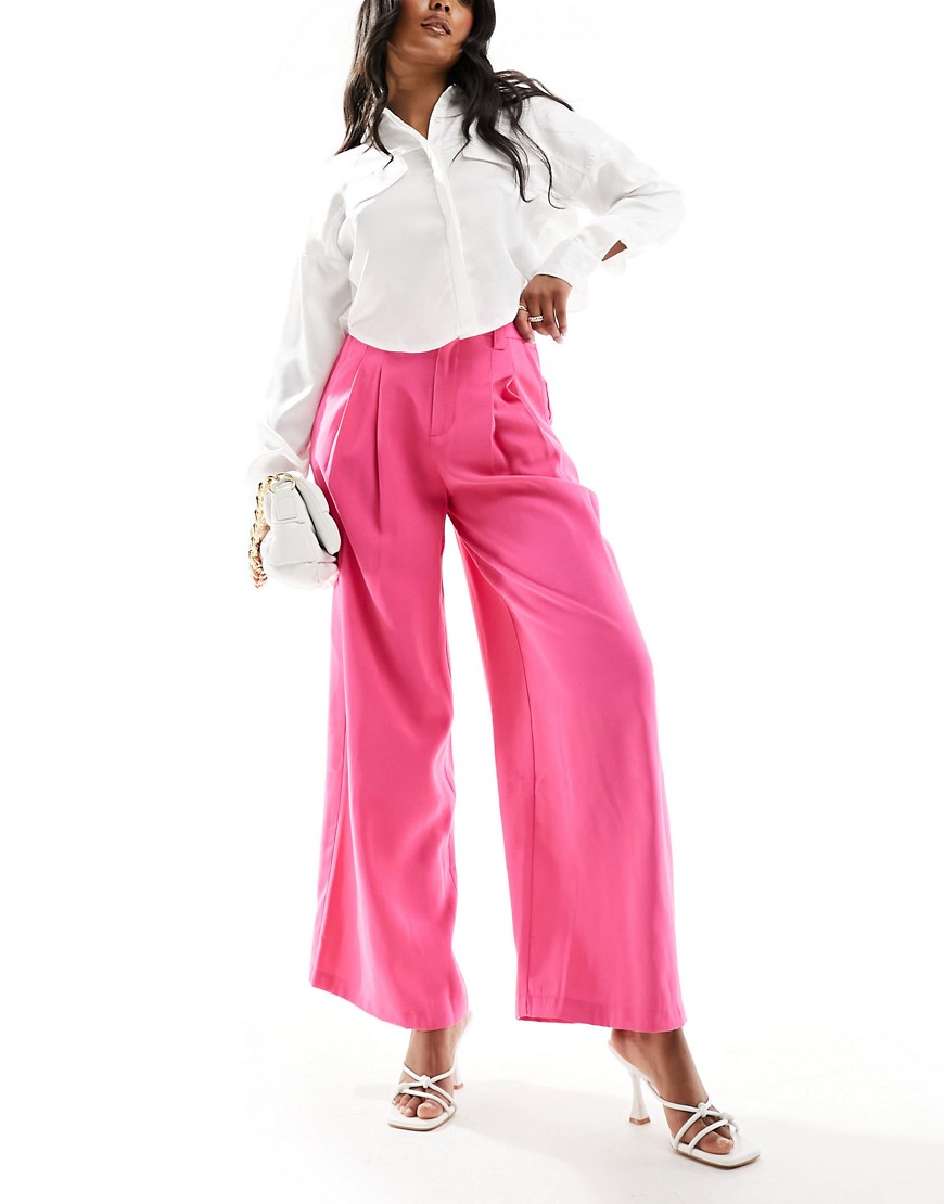 Urban Revivo wide leg tailored trousers in bright pink
