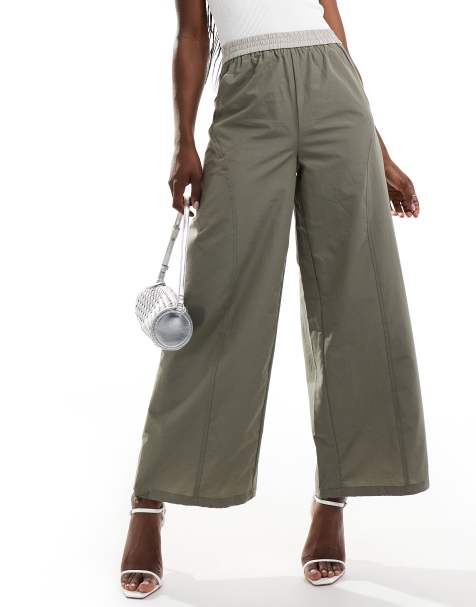 Urban Revivo wide leg tracksuit trousers in grey