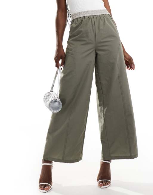 Urban Revivo wide leg tracksuit trousers in grey