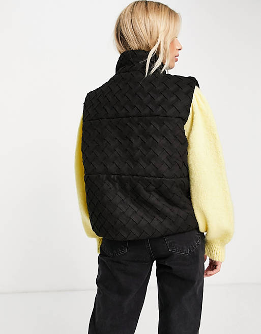 Coats & Jackets Urban Revivo woven detail gilet in black 