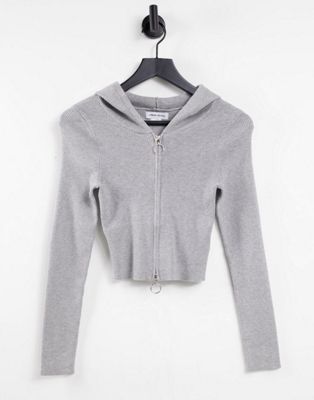 Urban Revivo zip front hoodie in grey