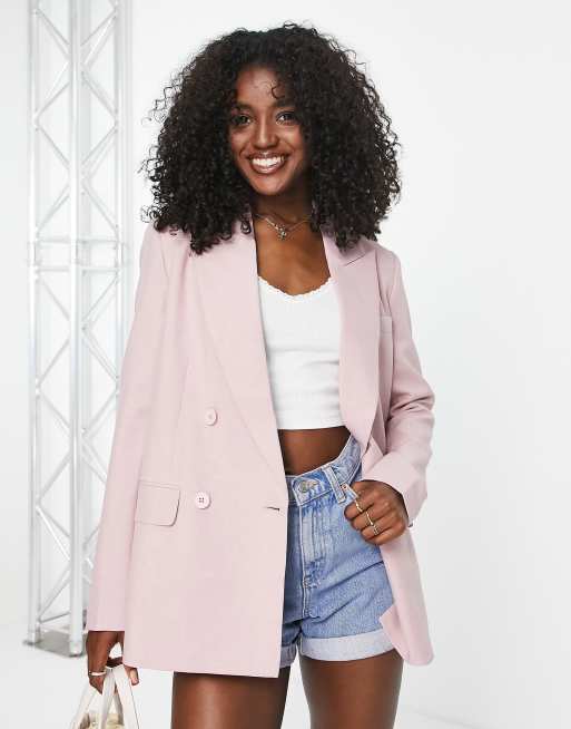 Urban Revivo – Zweireihiger Blazer in Rosa 