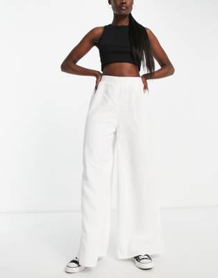 Urban Thread wide leg beach pants in white stripe print