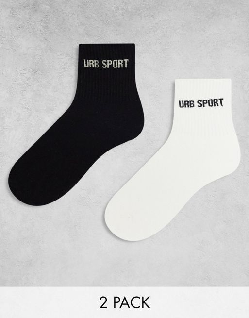  Urban Threads 2 pack socks in white and blue