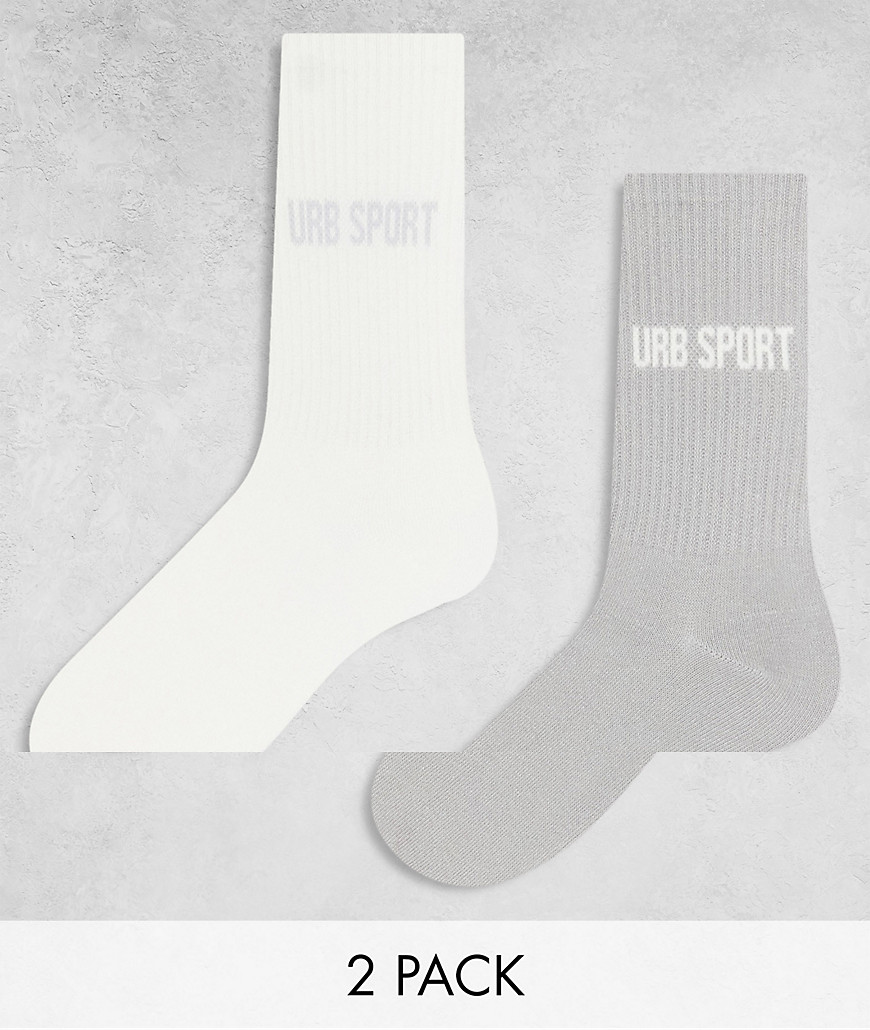 Urban Threads 2 pack socks in white and green