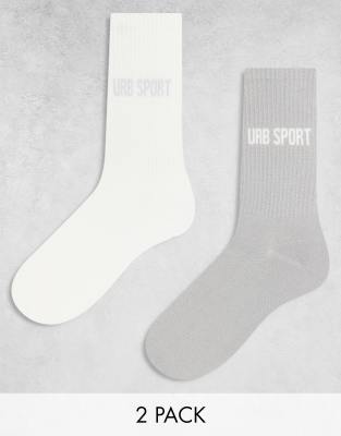  Urban Threads 2 pack socks in white and green