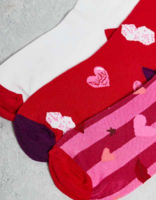 Urban Threads 3 Pack Heart Sock In Multi